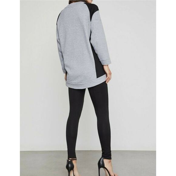 NWT BCBGMAXAZRIA Embroidered Tunic Sweatshirt French Terry Medium Heather Gray - Picture 4 of 16
